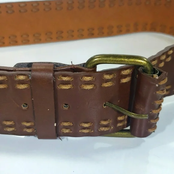 Antique Handmade ,3 Pieces / Elegant Men's Leather Belt &Hand Stitching